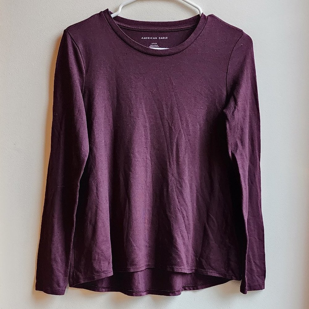 American Eagle Outfitters Deep Purple Long Sleeve Jersey Size Small